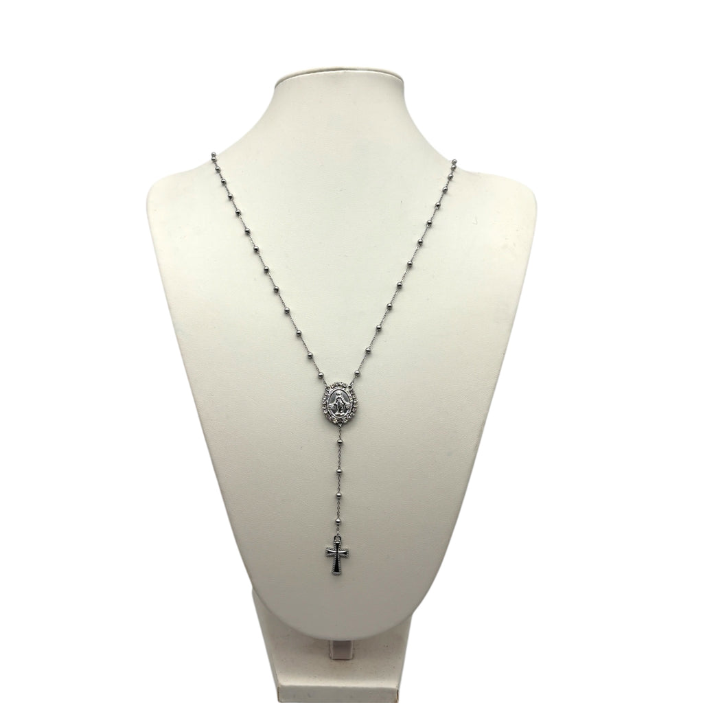 Collana Medaglia Miracolosa e croce in acciaio