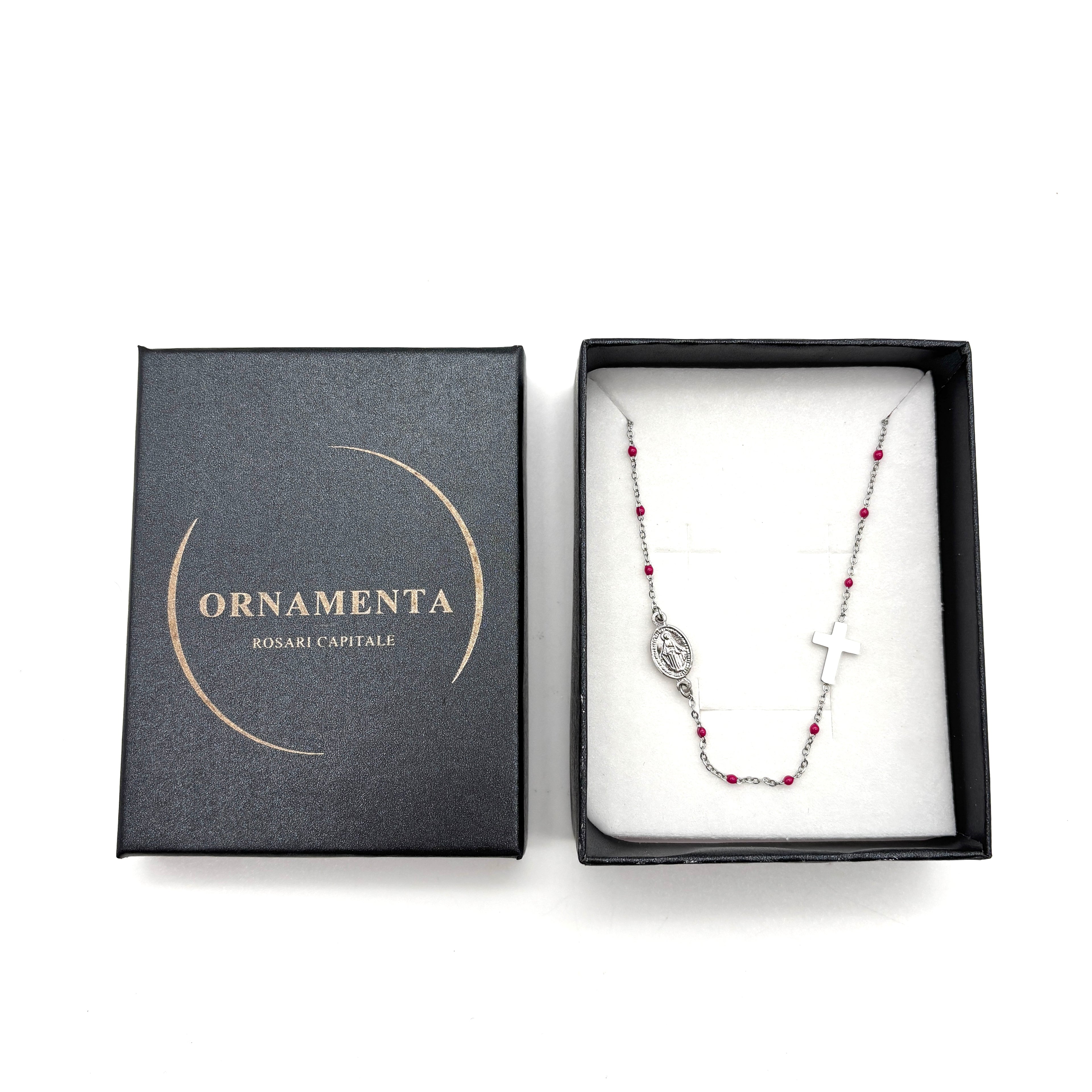 Girocollo in maglia sottile argento e rosa