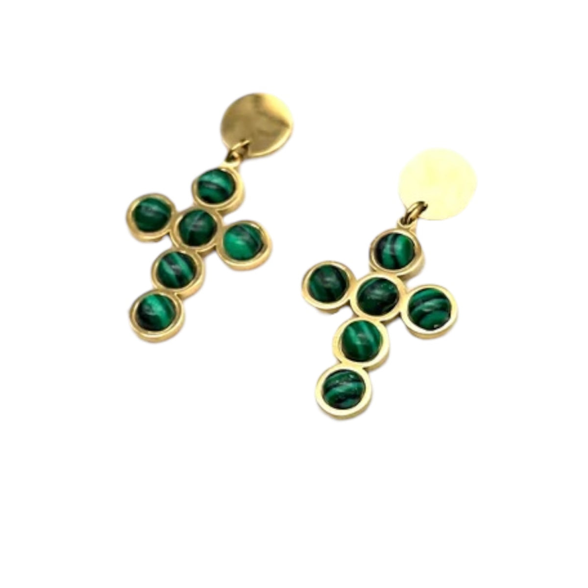 Orecchini Croce Verde – Acciaio Inossidabile