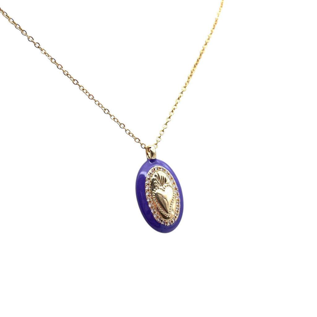 Collana ciondolo Sacro Cuore - Viola