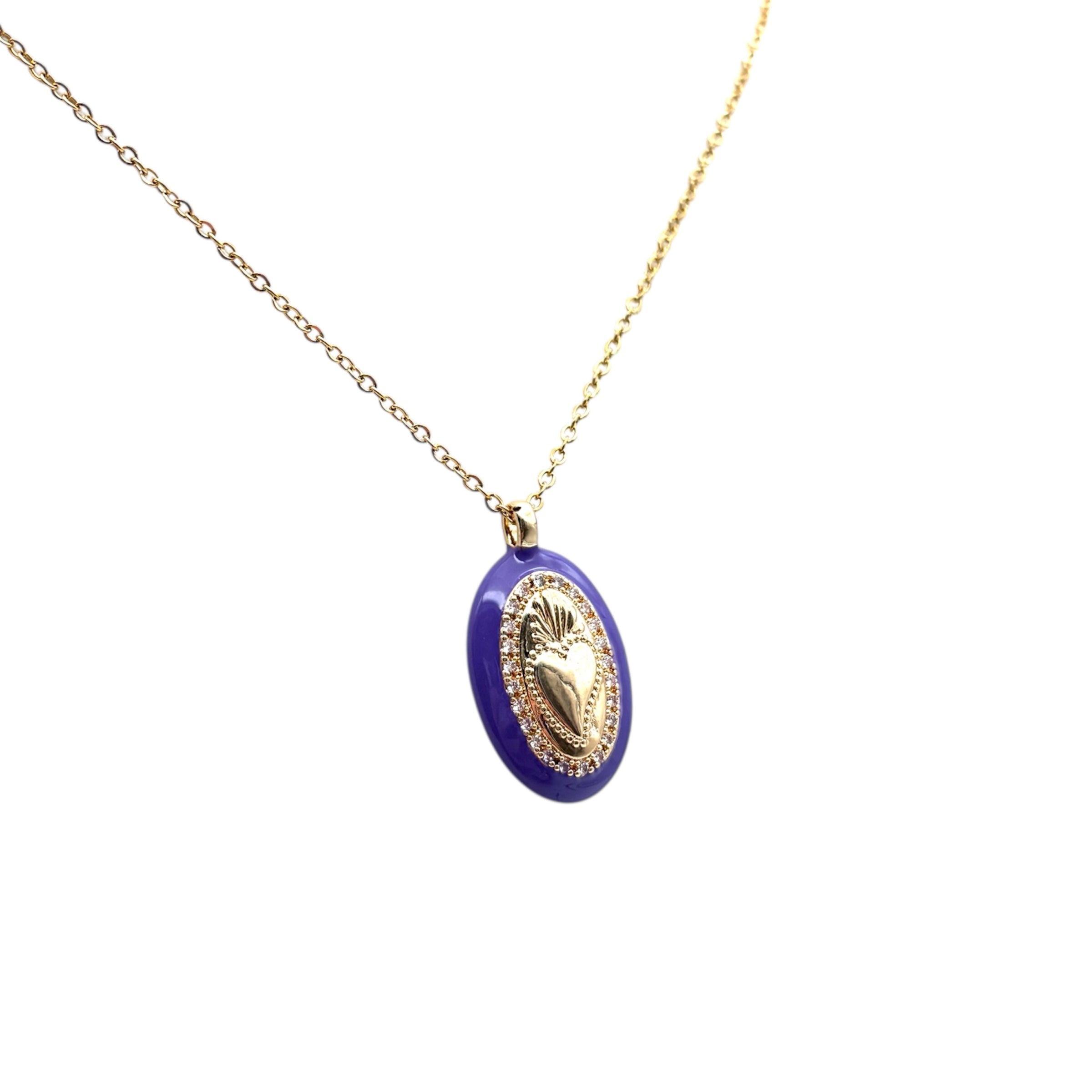 Collana ciondolo Sacro Cuore - Viola