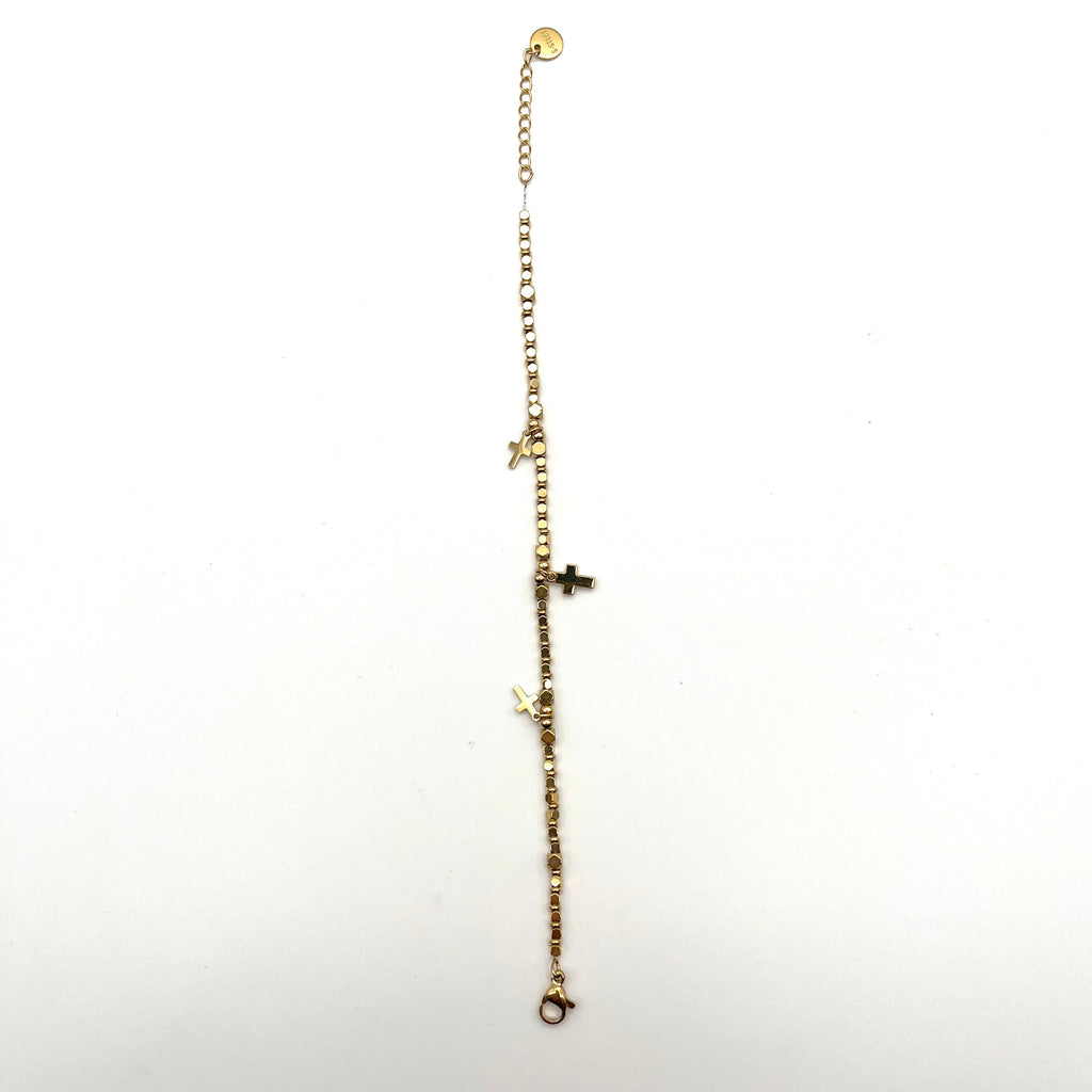 Bracciale croci dorato con mini charm