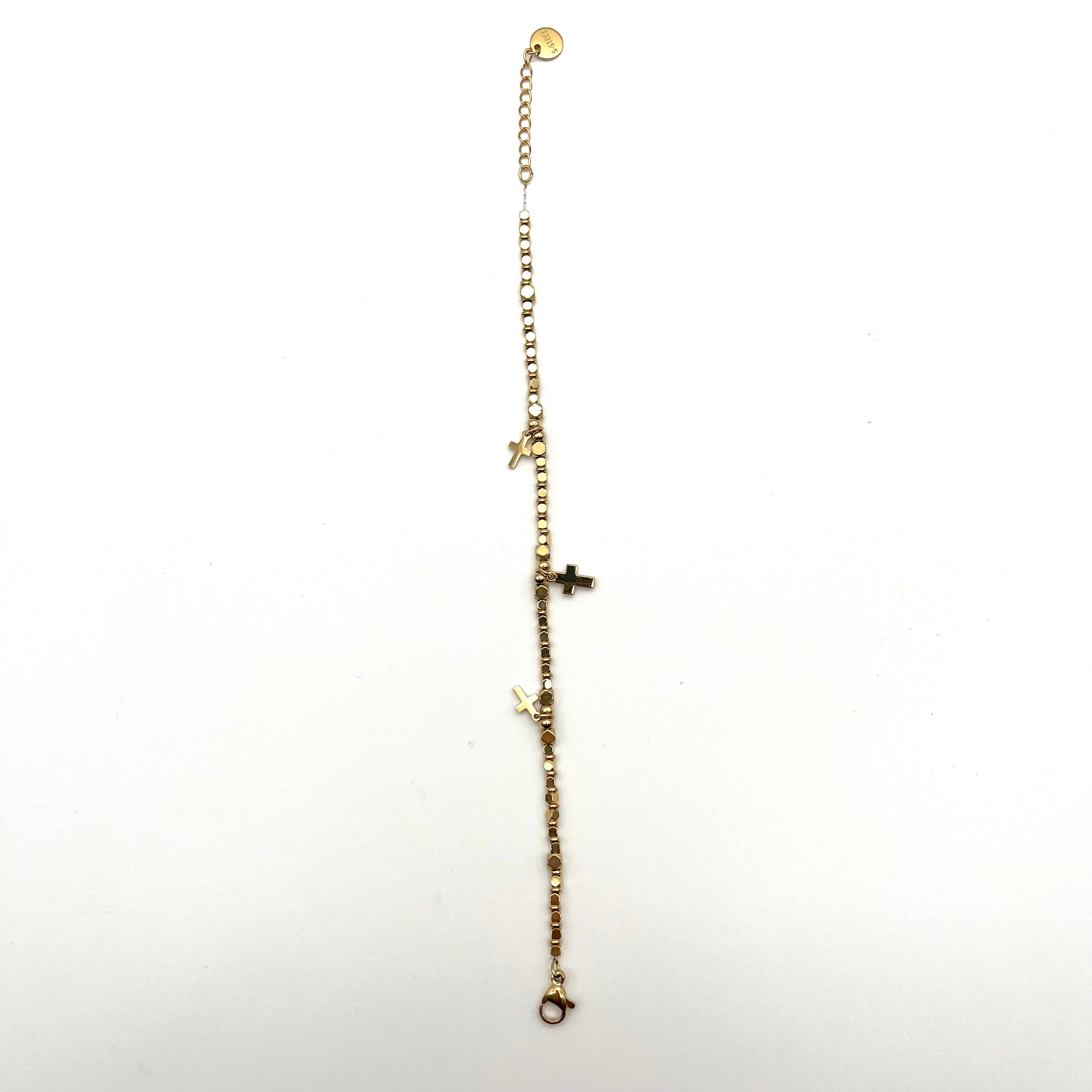 Bracciale croci dorato con mini charm