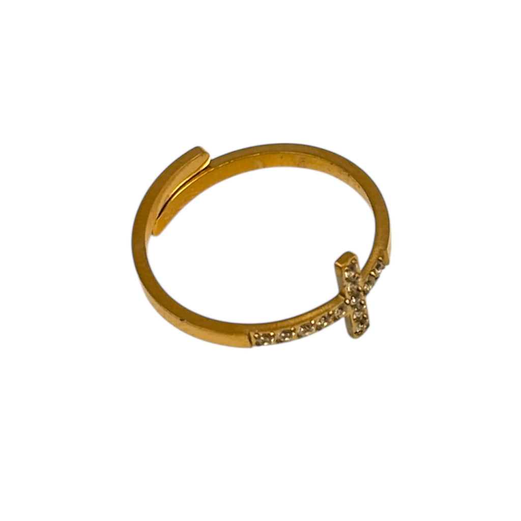 Anello croce lineare - Acciaio dorato