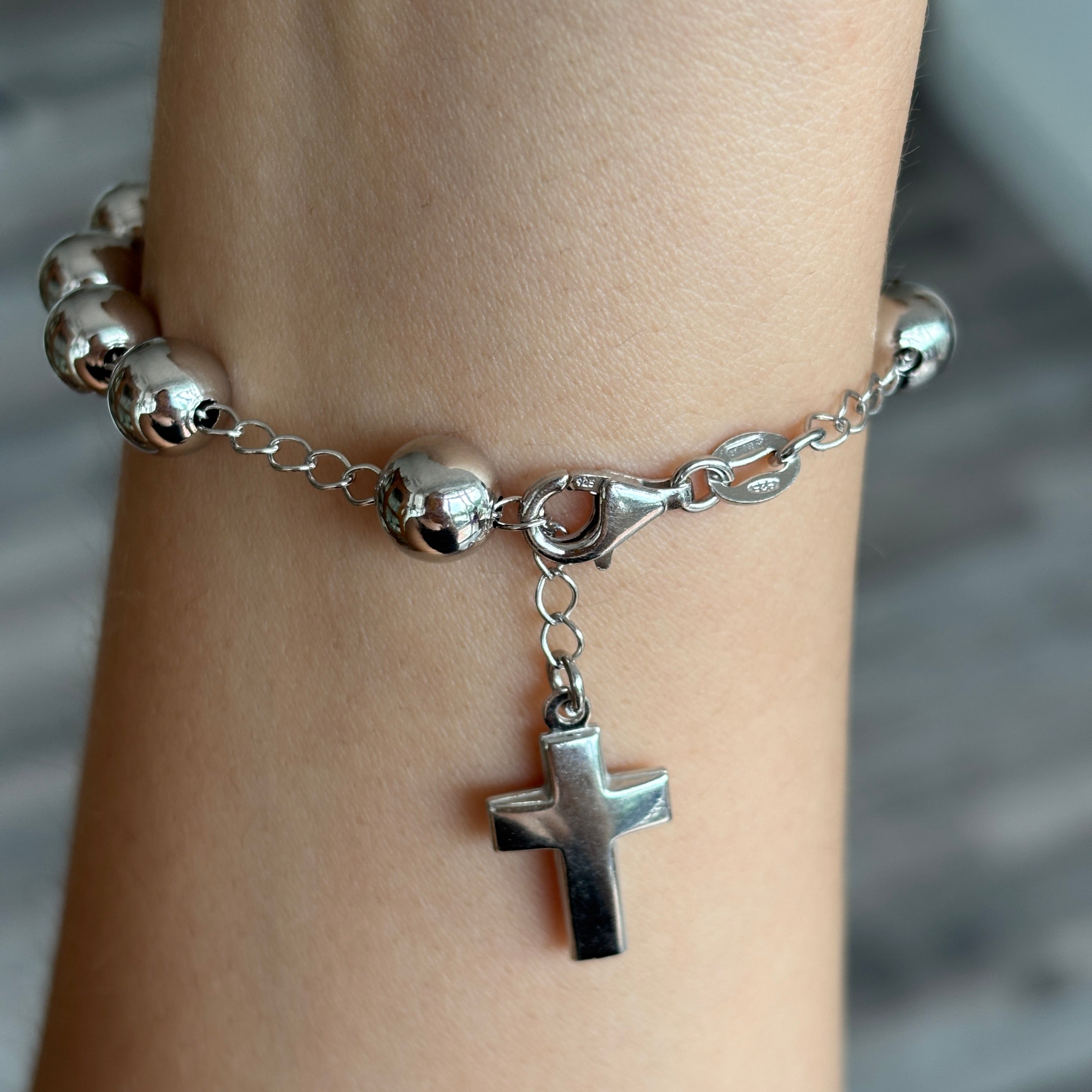 Bracciale Rosario in Argento 925 pallina 8mm