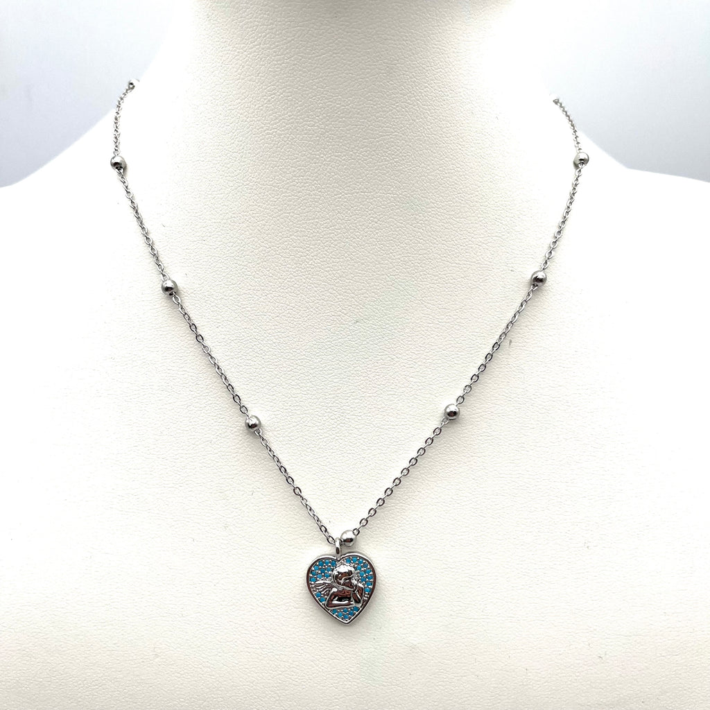 Collana cuore angelo – azzurro