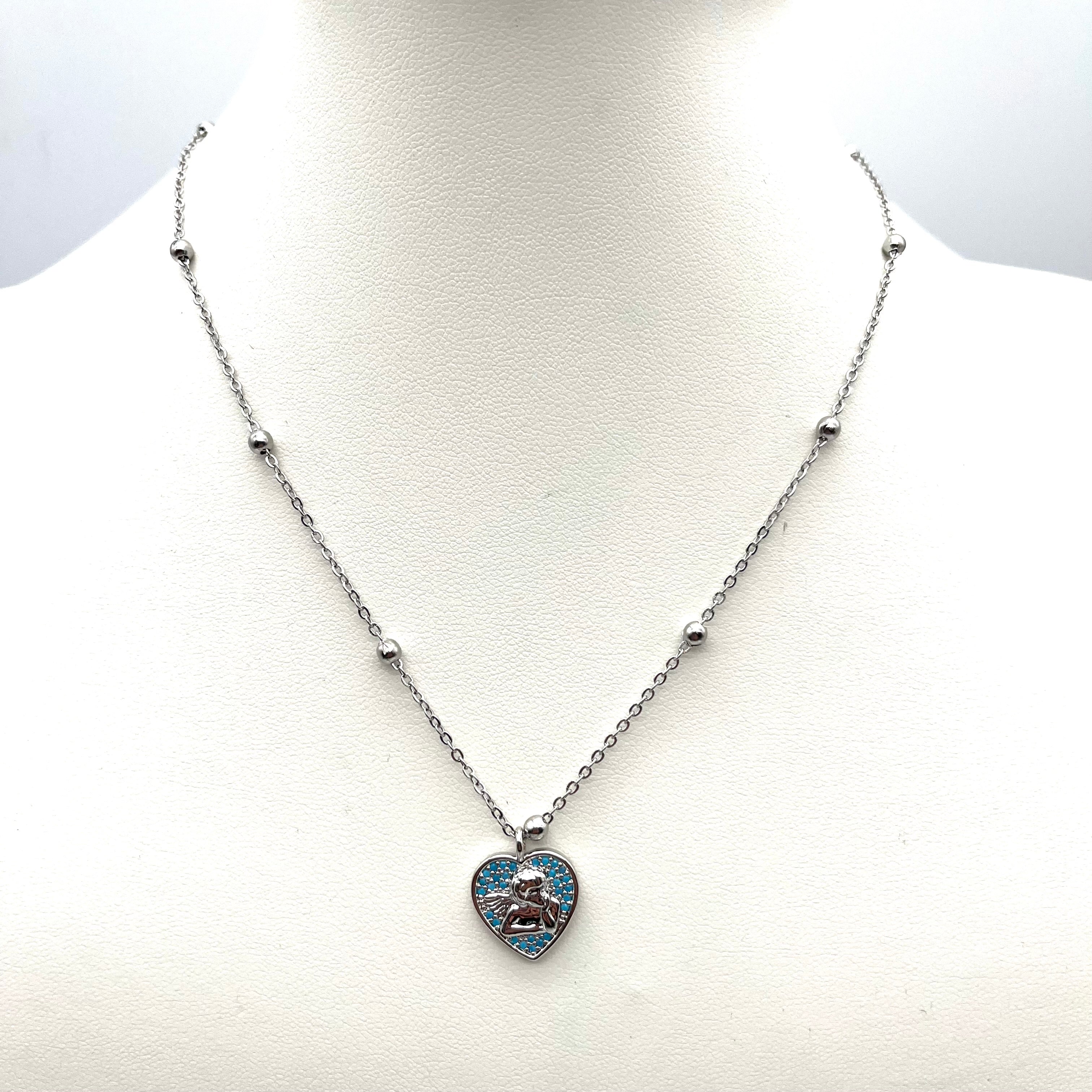 Collana cuore angelo – azzurro