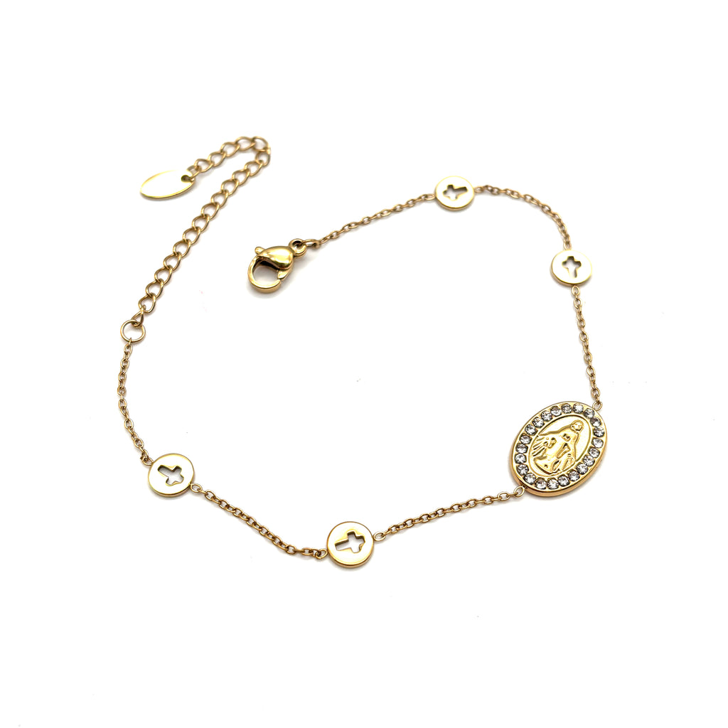 Bracciale acciaio Madonnina - oro