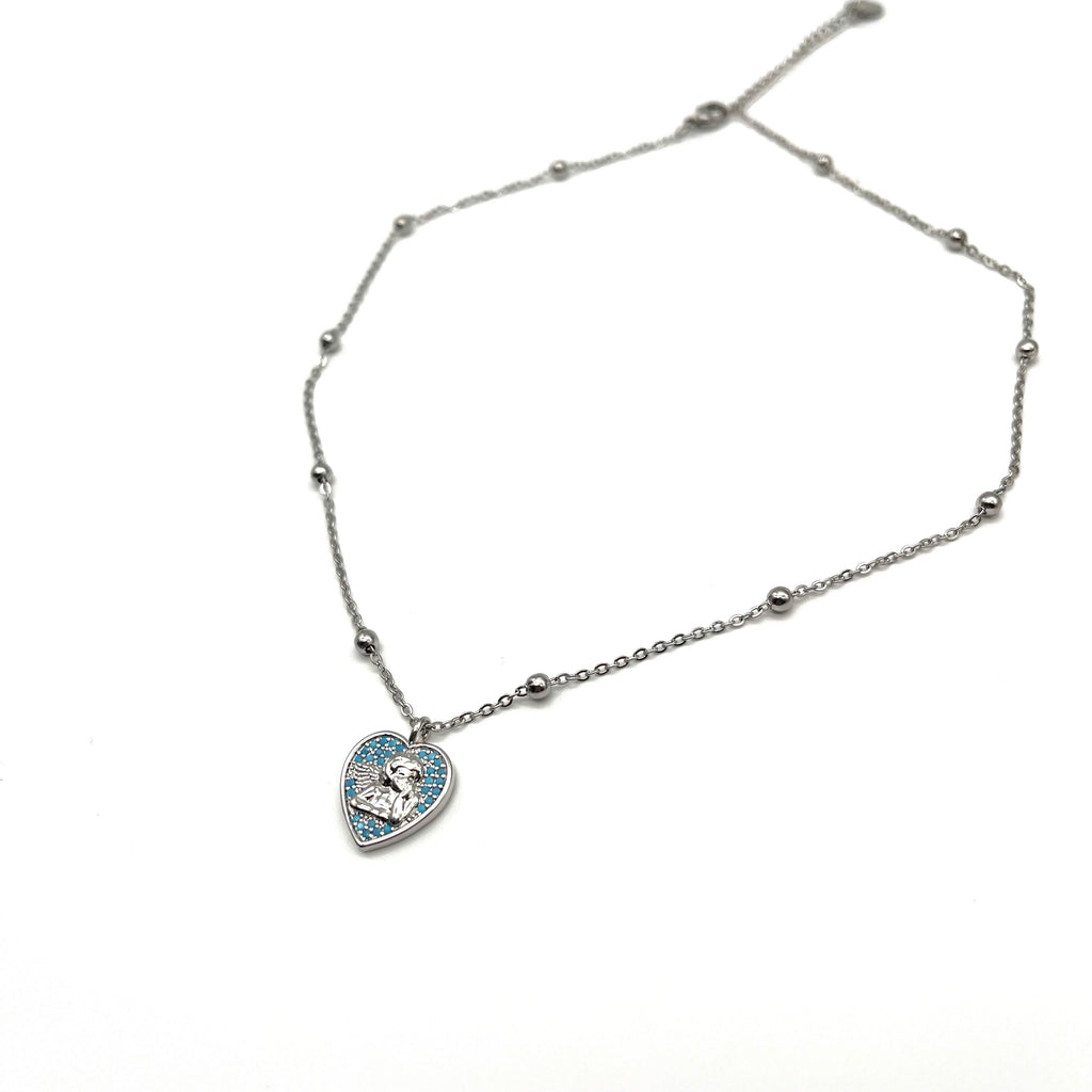 Collana cuore angelo – azzurro