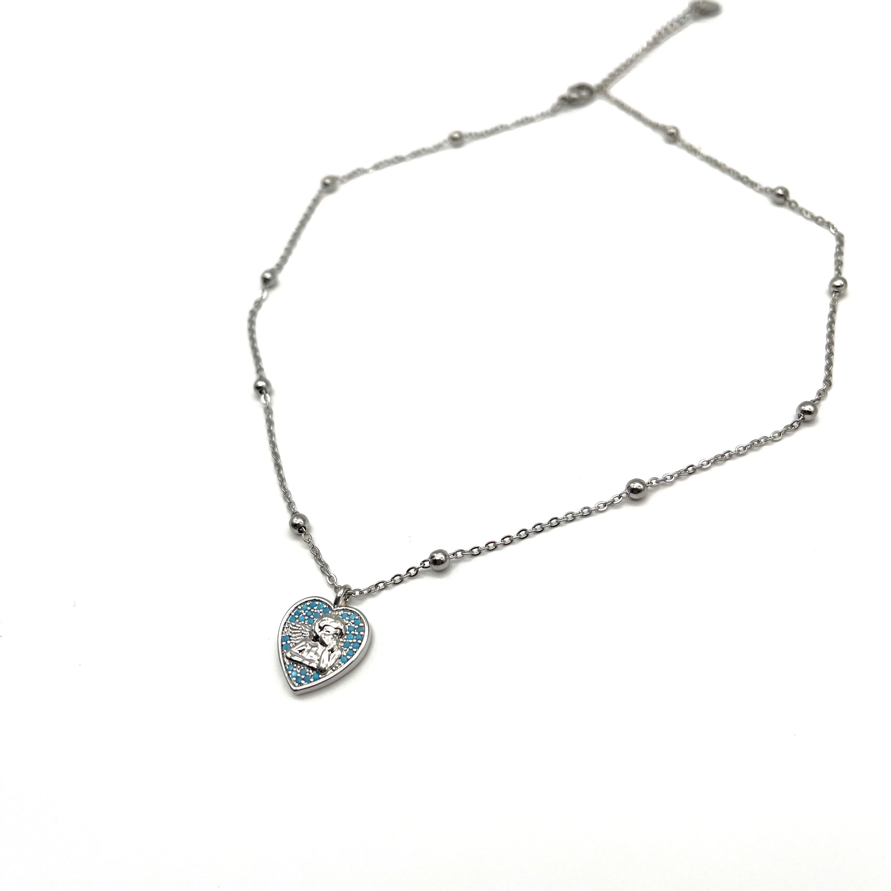 Collana cuore angelo – azzurro