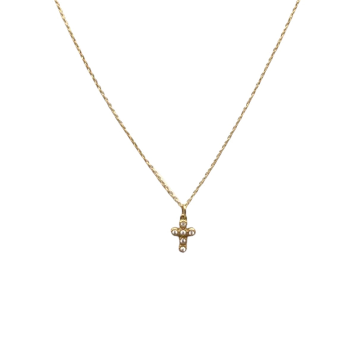Collana mini croce dorata con zirconi