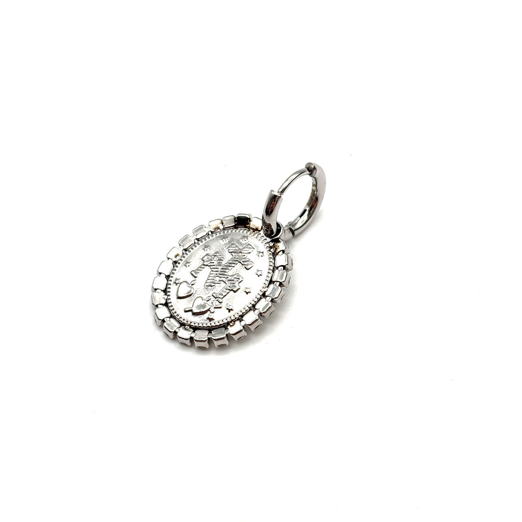 Orecchini Medaglia Miracolosa e zirconi - argento