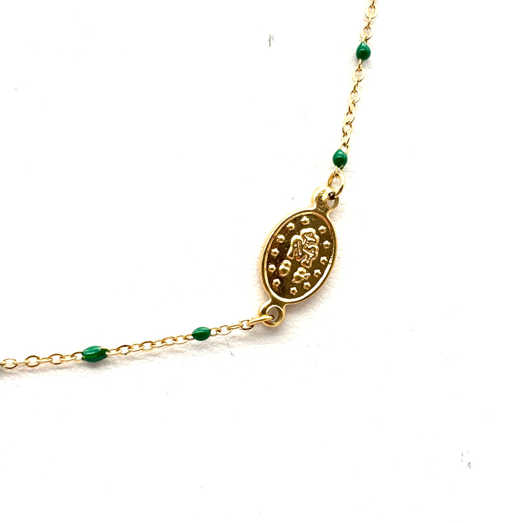 Girocollo in maglia sottile oro e verde