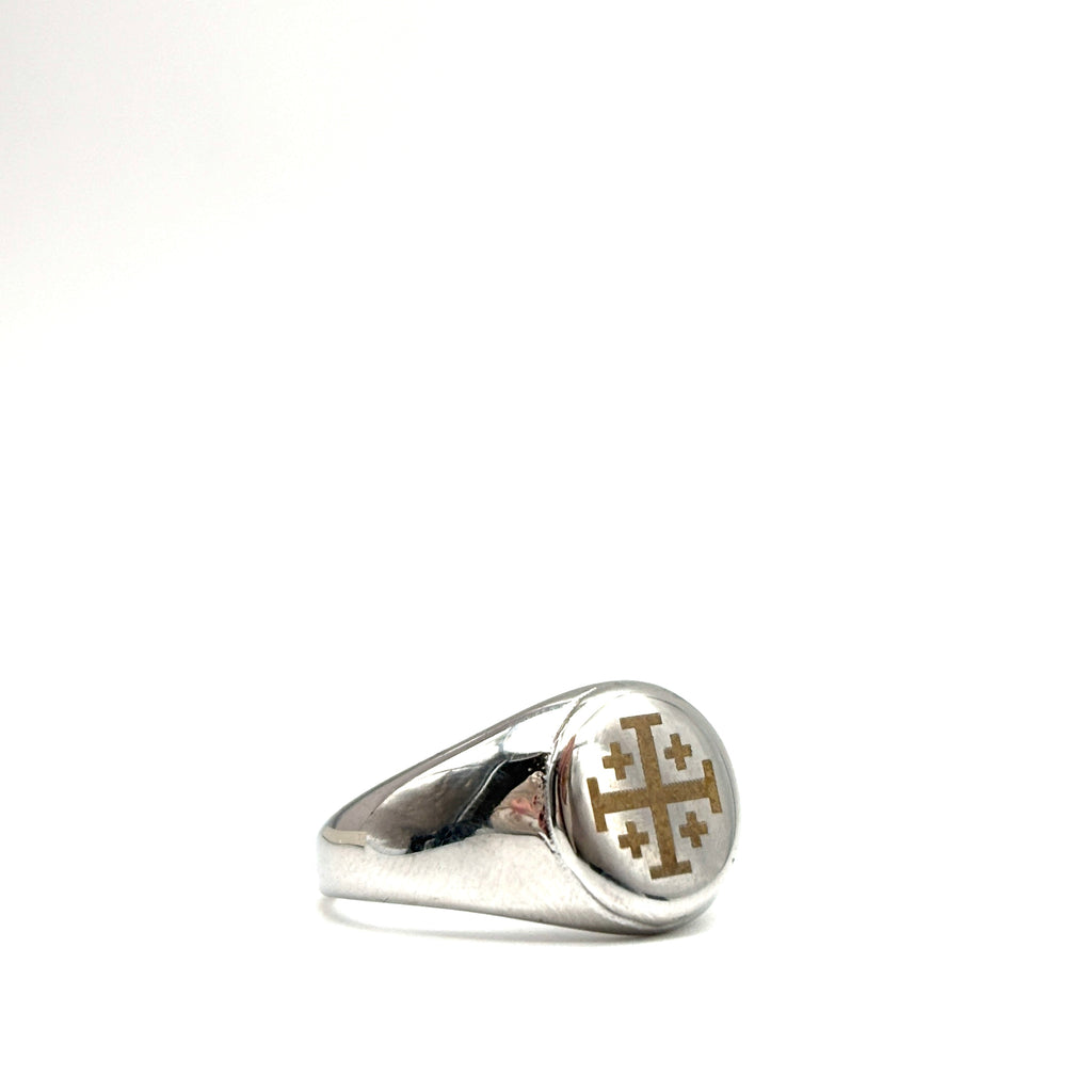 Anello Chevalier - Croce di Gerusalemme - argentato