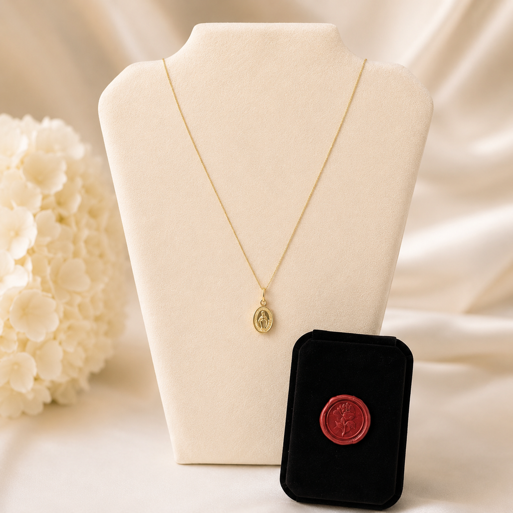 Collana Medaglia Miracolosa - Argento 925 galvanica Oro