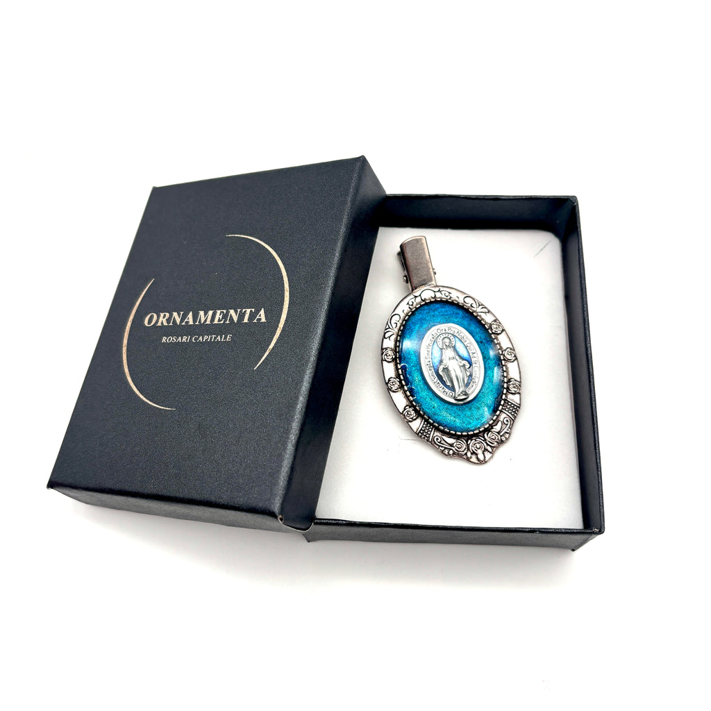 Spilla Azzurra Medaglia Miracolosa - Virgo Miracolosa