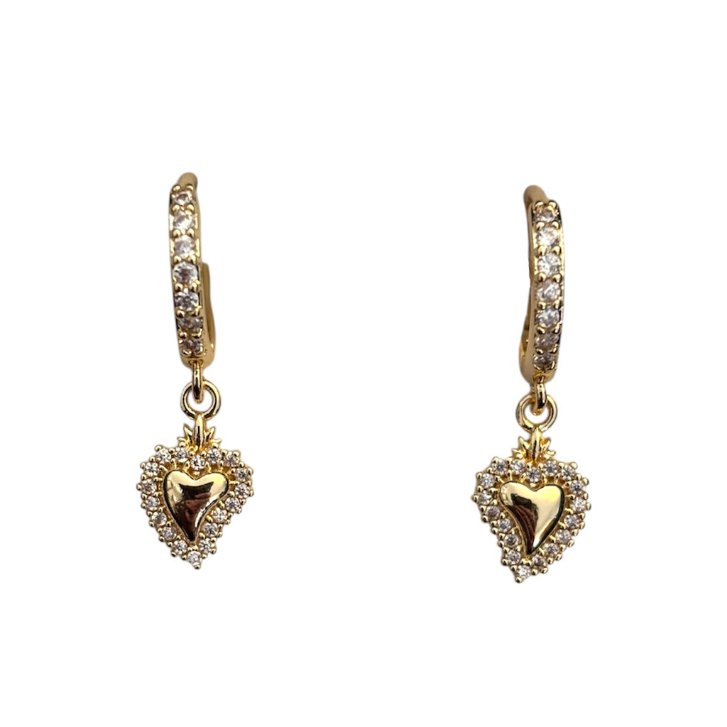 Orecchini Cerchio con Cuore Dorato – Acciaio Inox