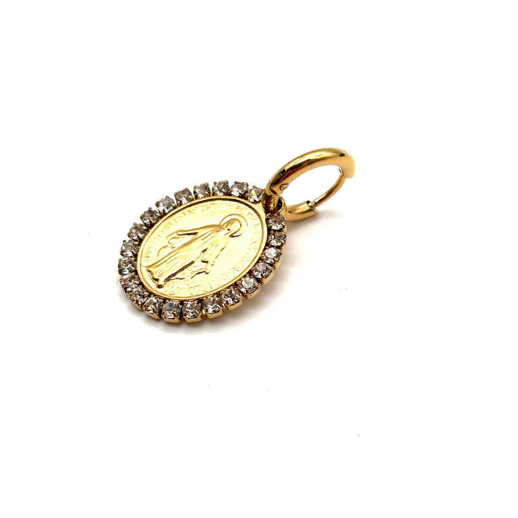 Orecchini Medaglia Miracolosa e zirconi - oro