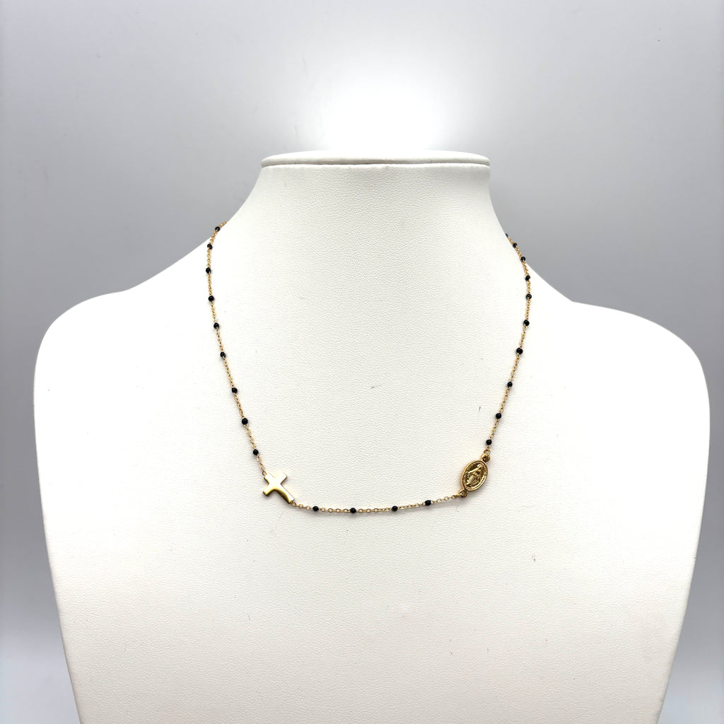 Girocollo in maglia sottile oro e nero