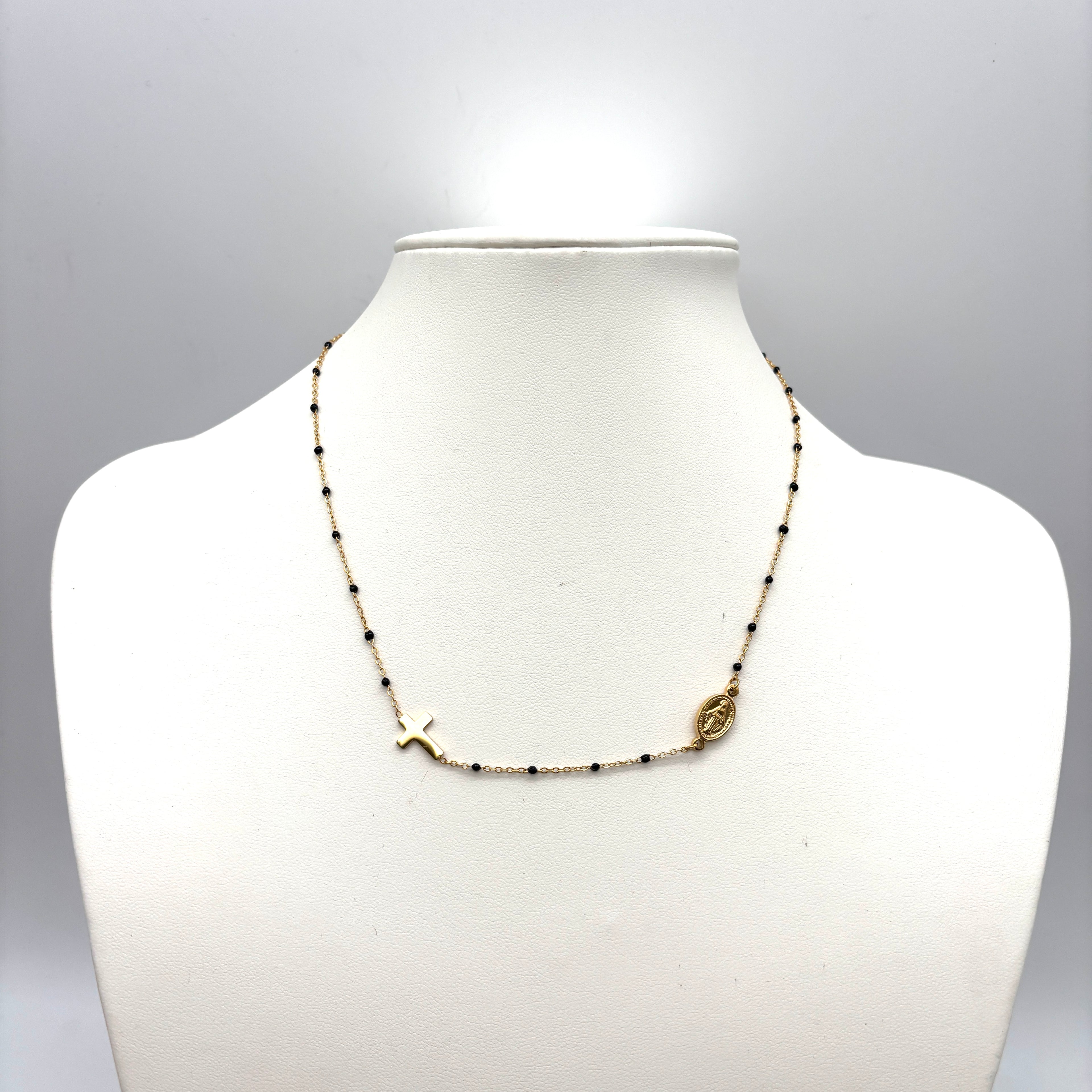 Girocollo in maglia sottile oro e nero