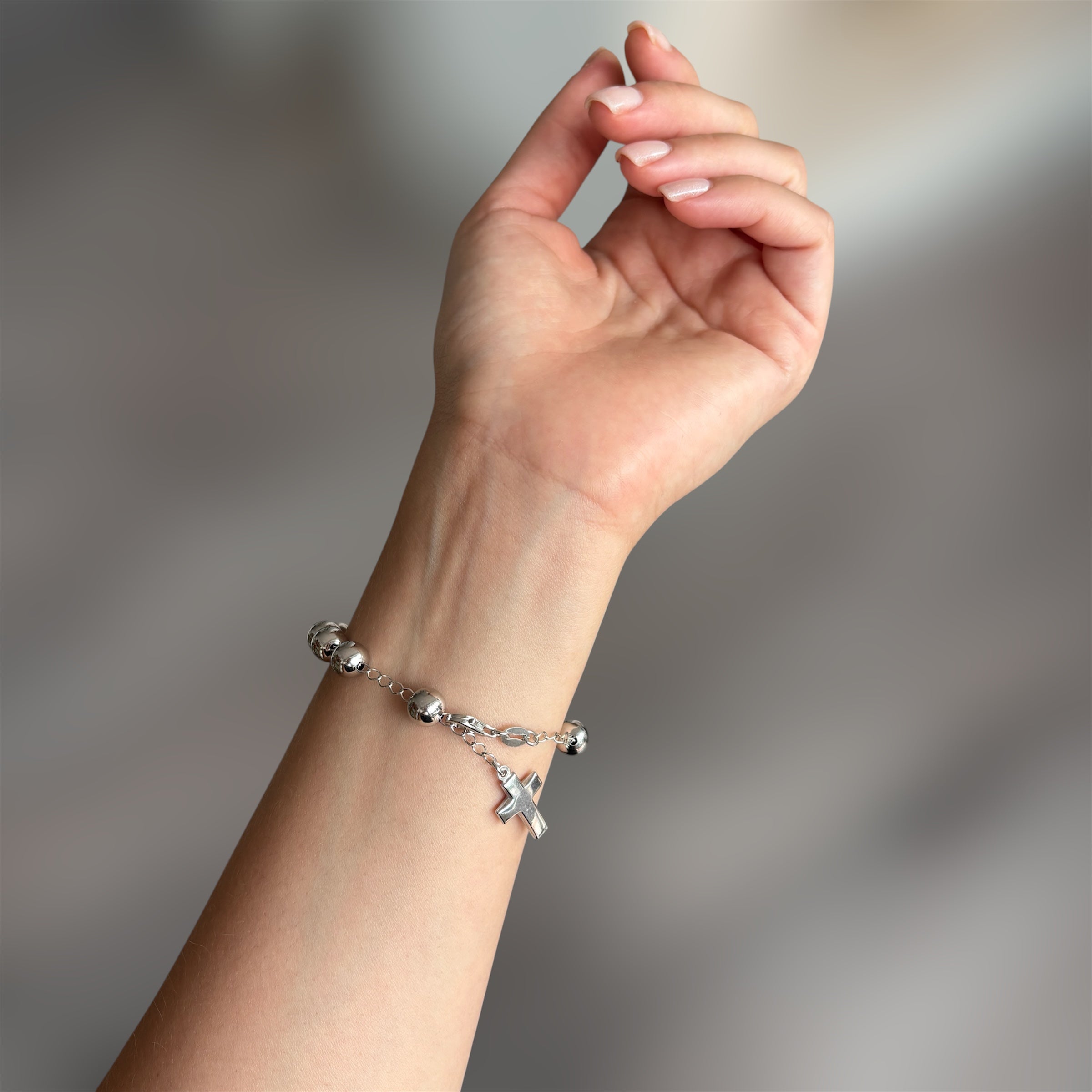Bracciale Rosario in Argento 925 pallina 8mm