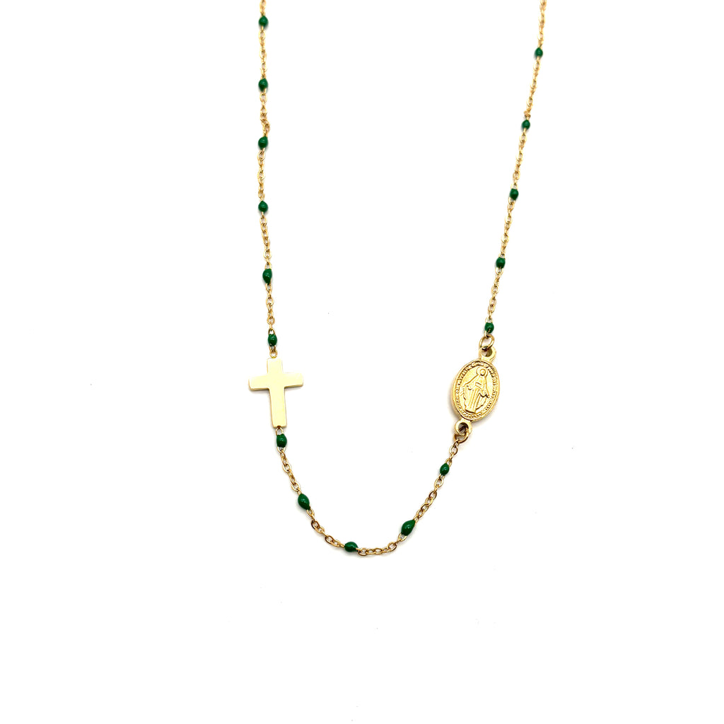 Girocollo in maglia sottile oro e verde