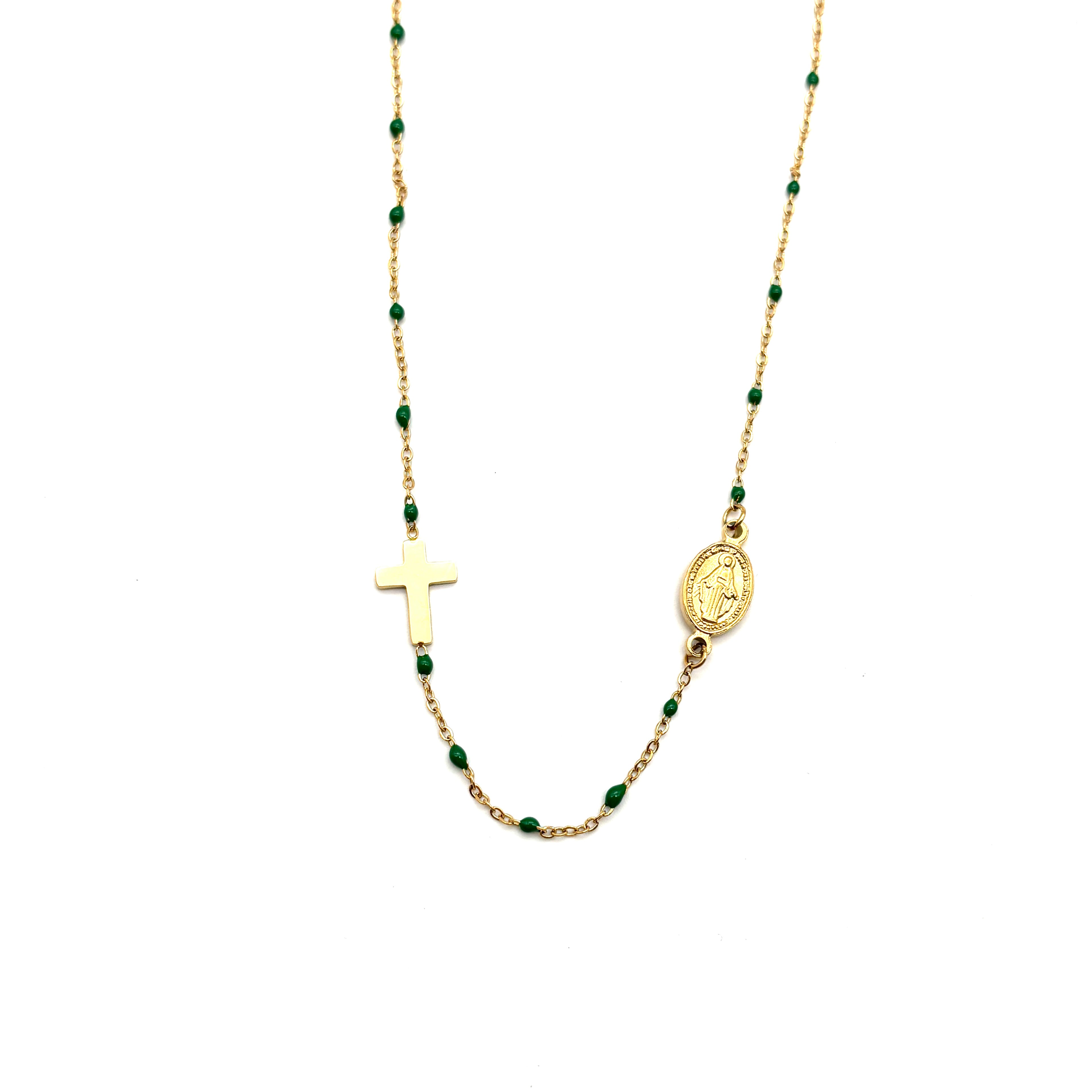 Girocollo in maglia sottile oro e verde