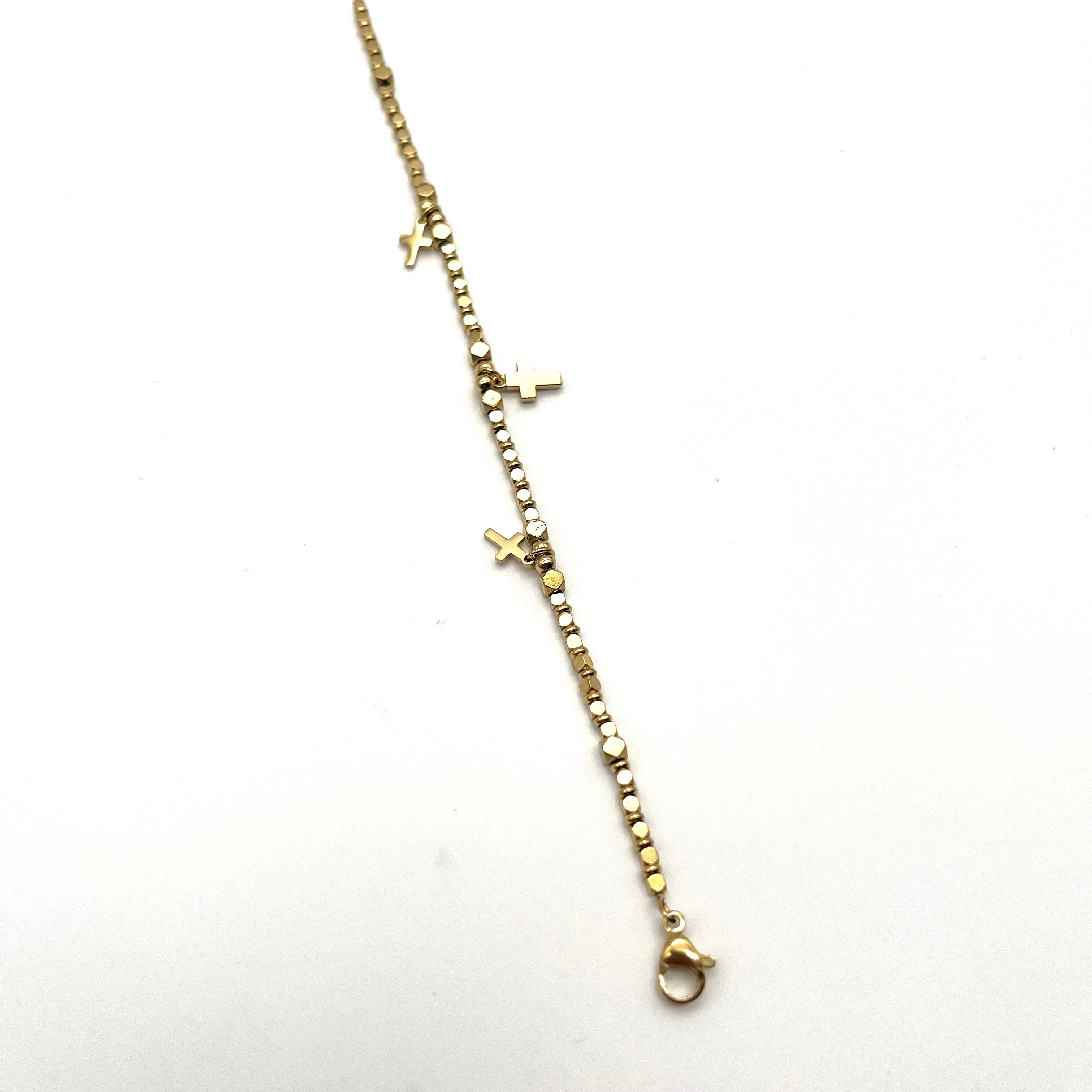 Bracciale croci dorato con mini charm