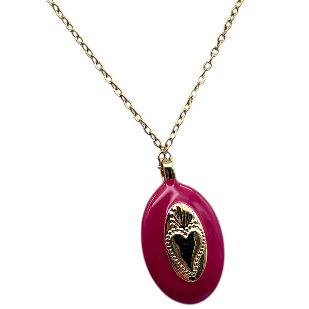 Collana ciondolo Sacro Cuore - Fucsia