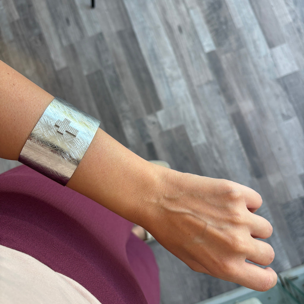 Bracciale fascia Croce Argentato