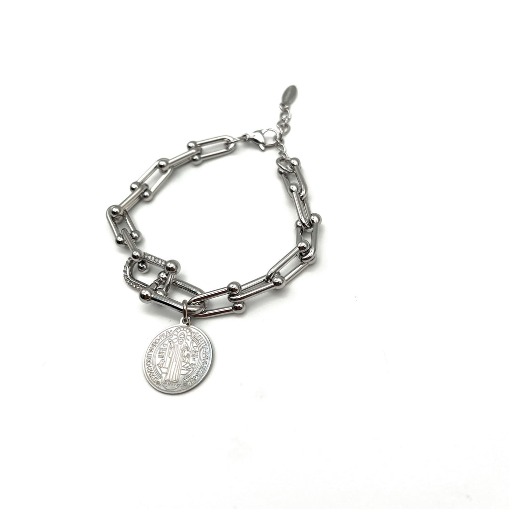 Bracciale catena con medaglia di San Benedetto