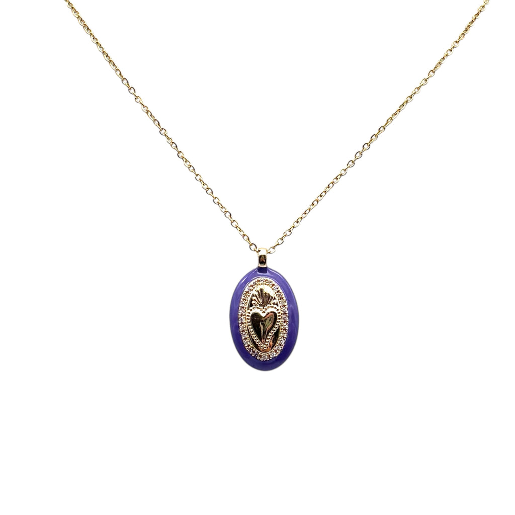 Collana ciondolo Sacro Cuore - Viola