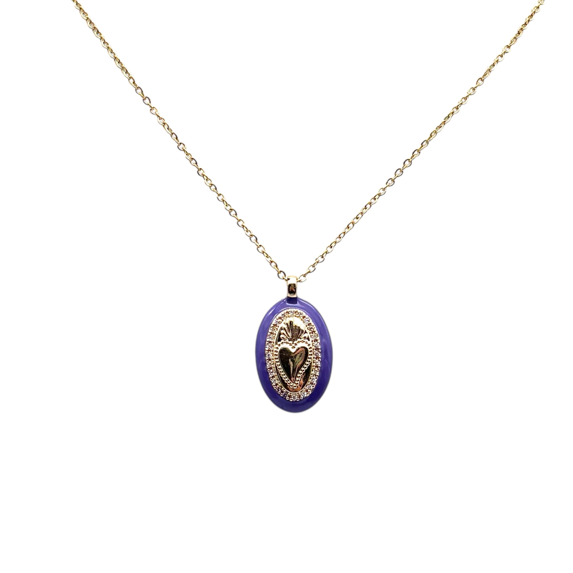 Collana ciondolo Sacro Cuore - Viola