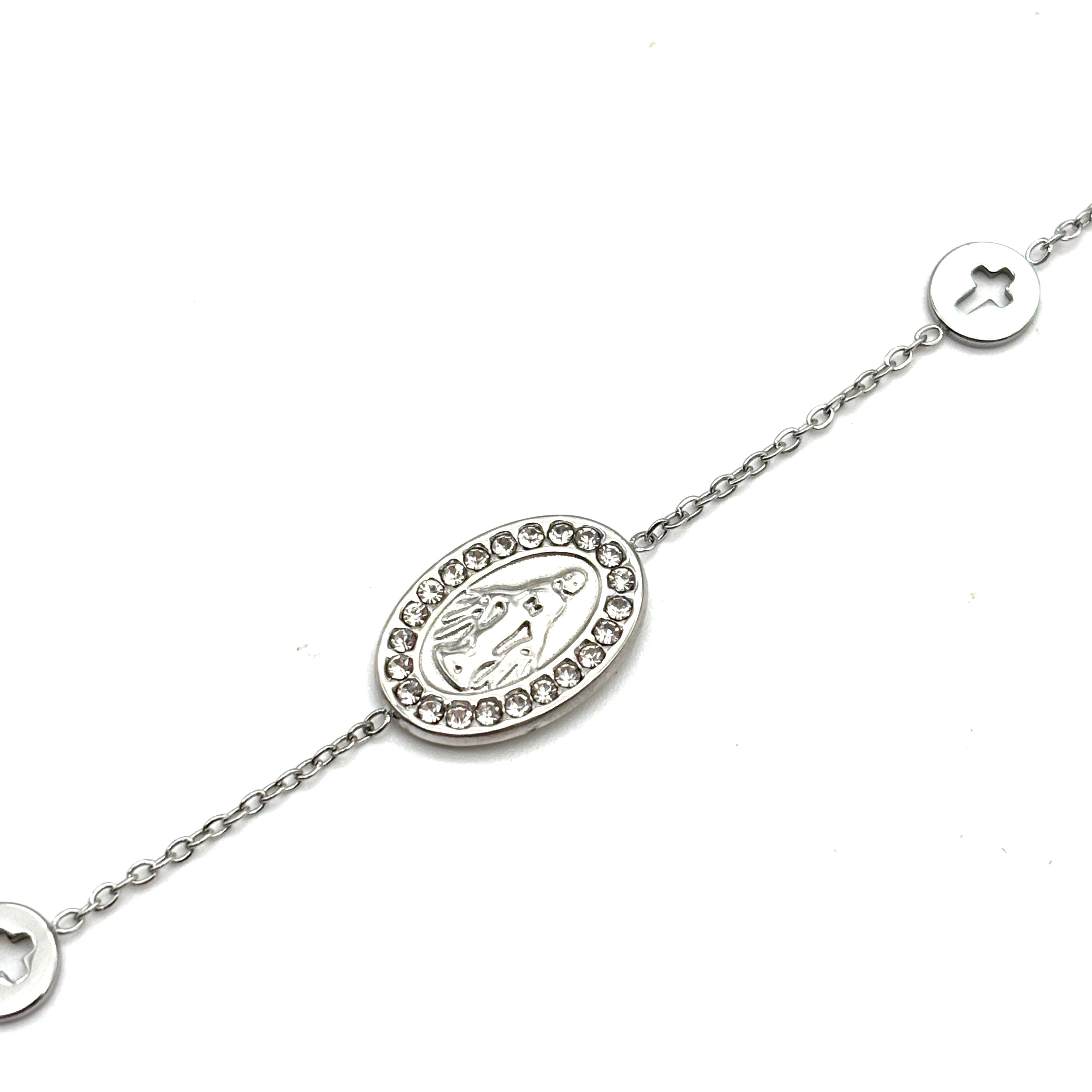 Bracciale in acciaio Madonnina - argento