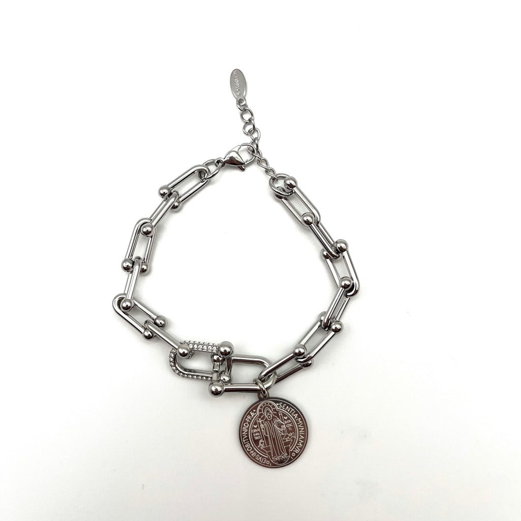 Bracciale catena con medaglia di San Benedetto