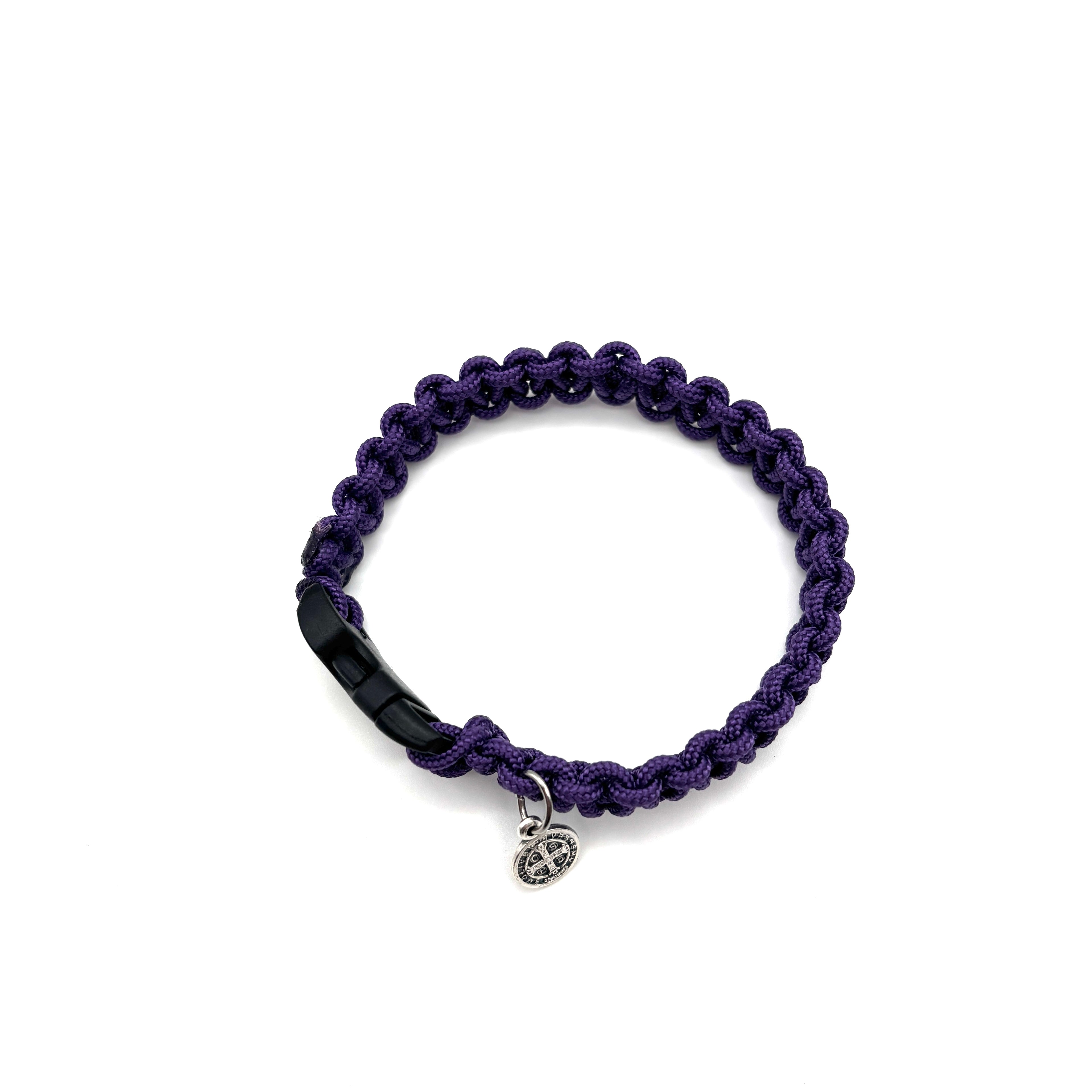 Bracciale intrecciato in paracord viola