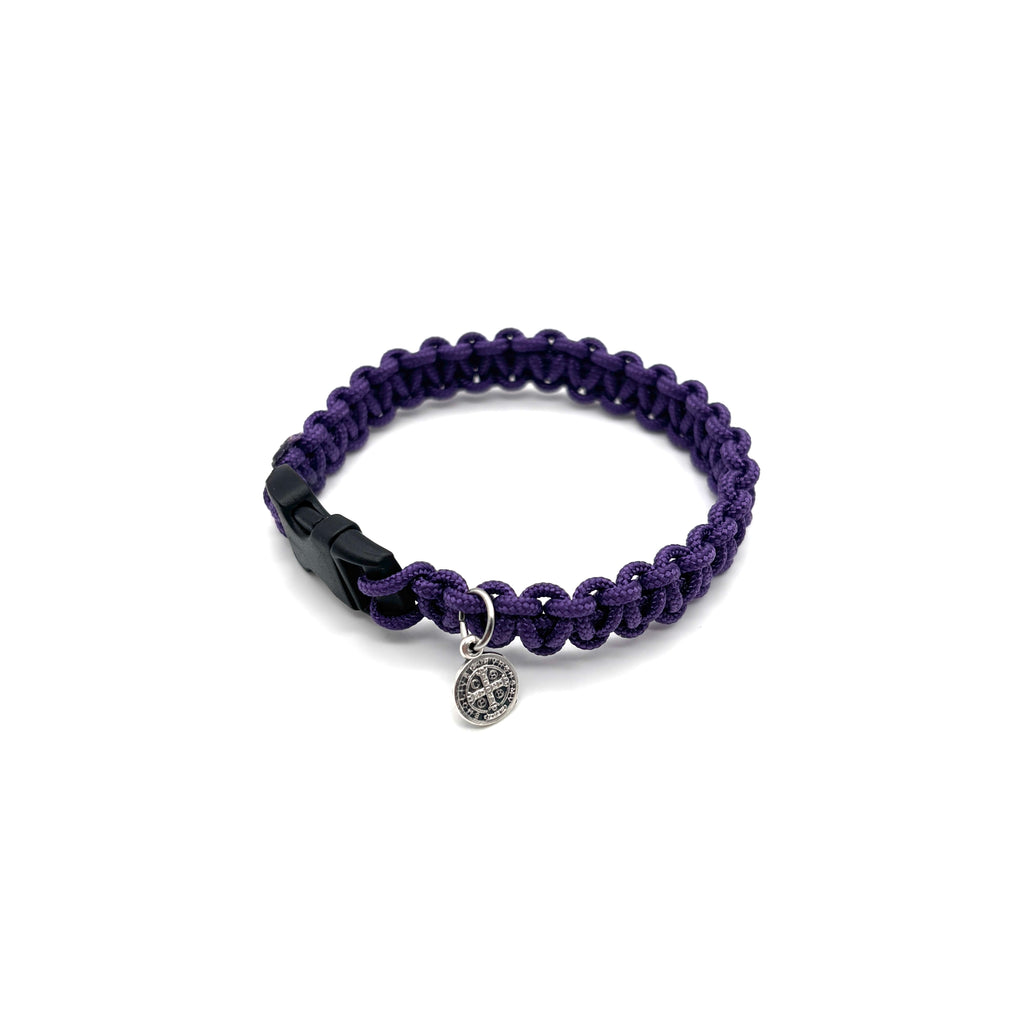 Bracciale intrecciato in paracord viola