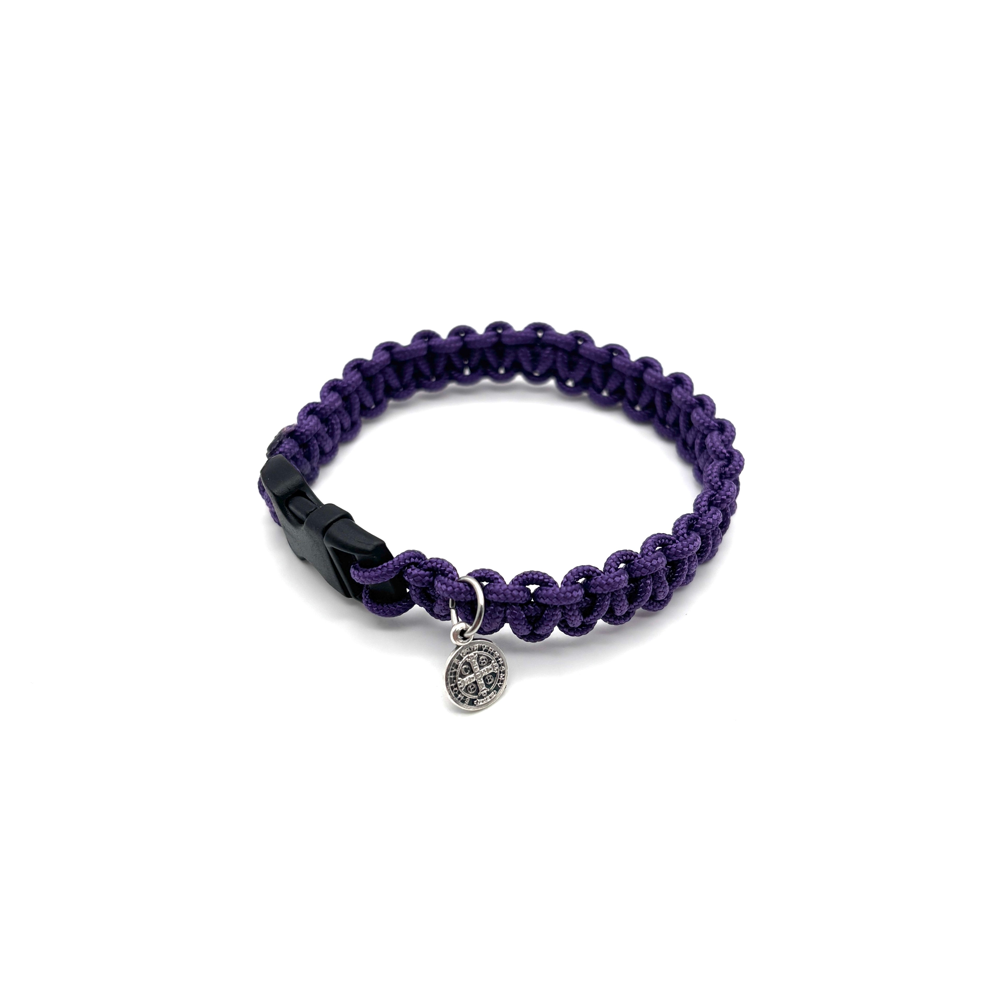 Bracciale intrecciato in paracord viola