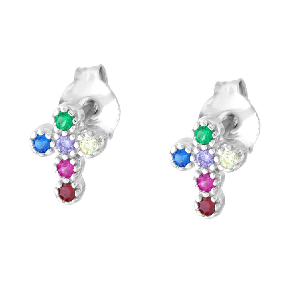 Orecchini Croce multicolor in Argento 925