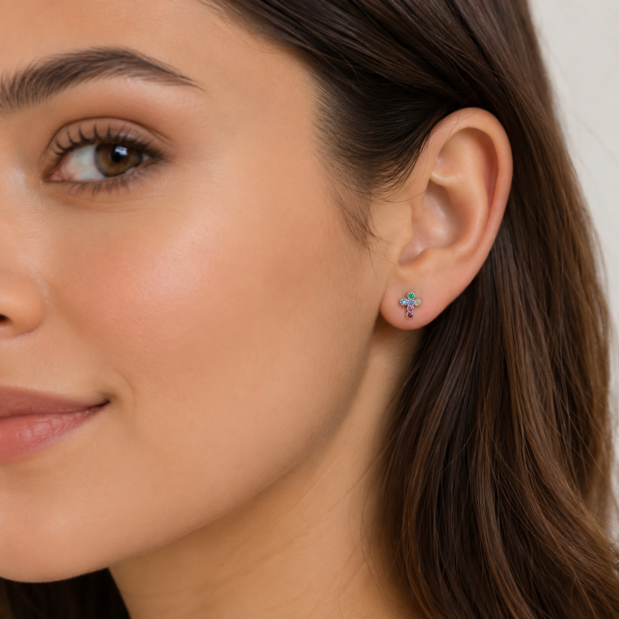 Orecchini Croce multicolor in Argento 925