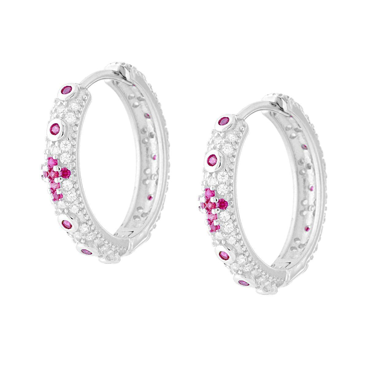 Orecchini cerchio croce rossa Argento 925