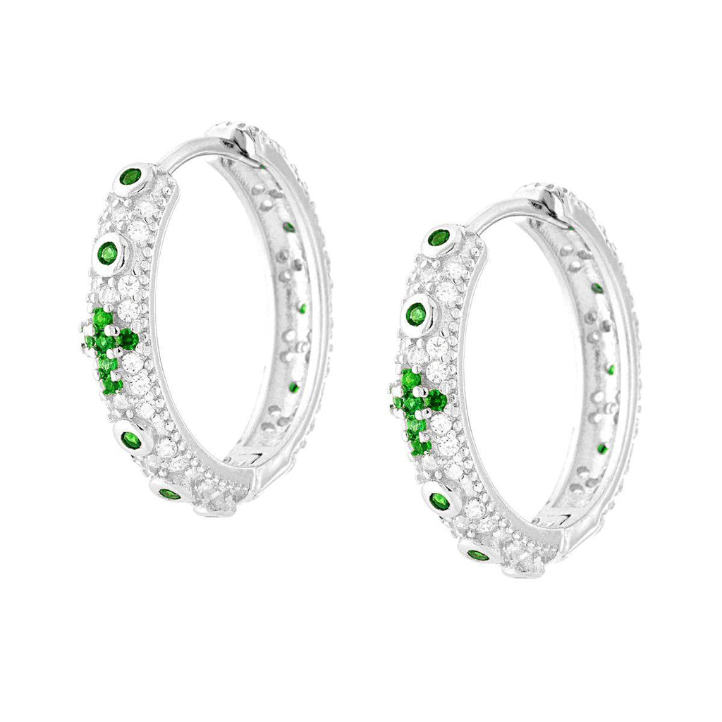 Orecchini cerchio croce verde Argento 925