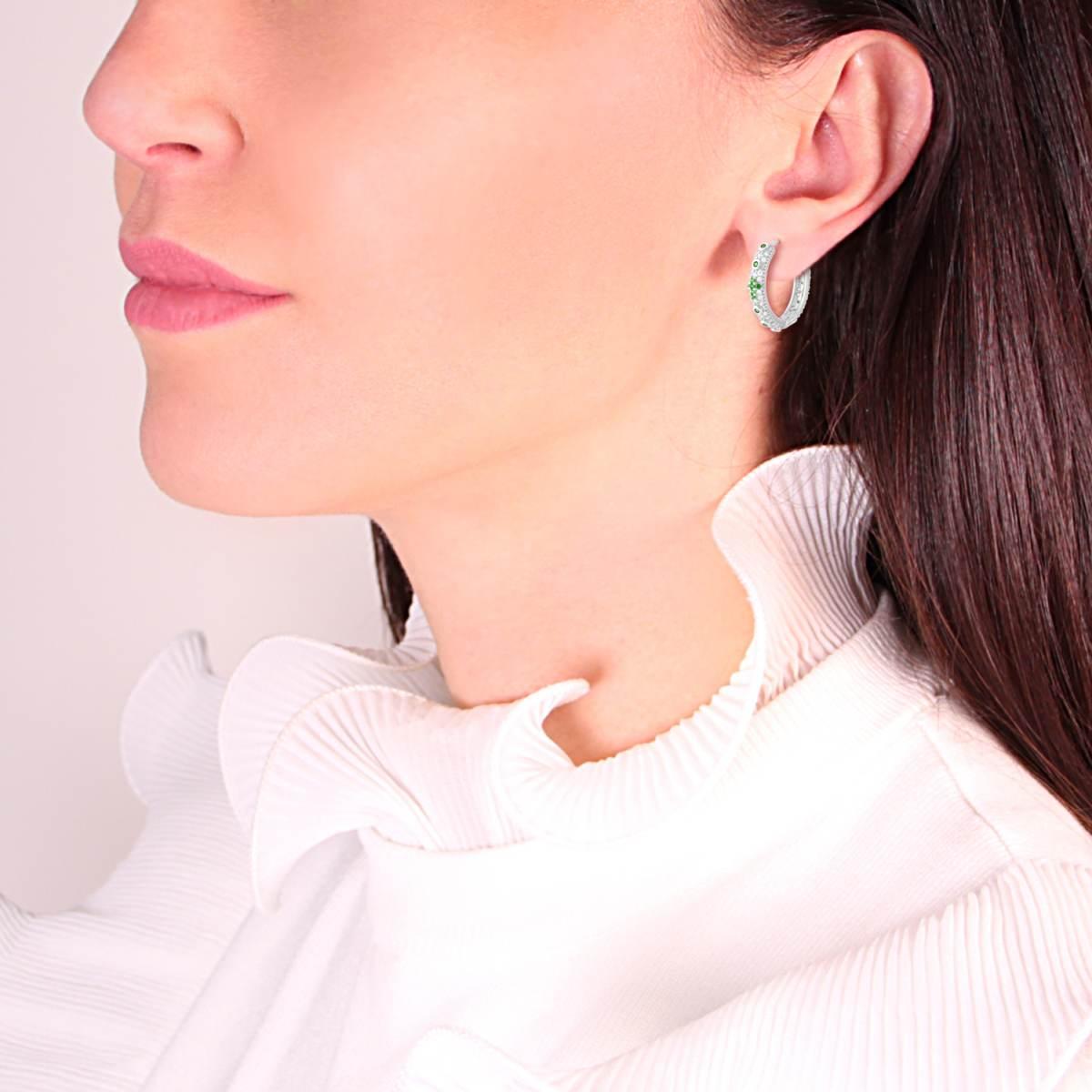 Orecchini cerchio croce verde Argento 925