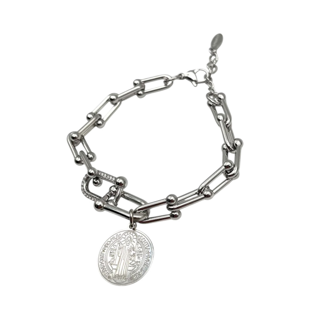 Bracciale catena con medaglia di San Benedetto