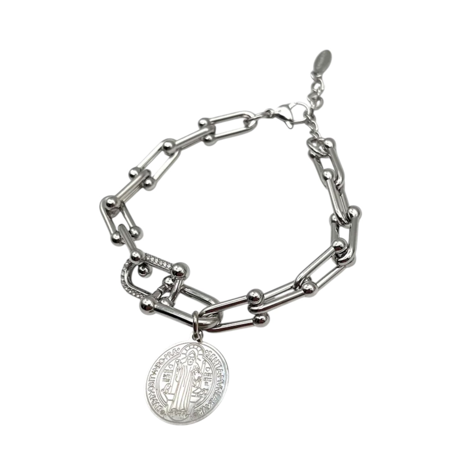 Bracciale catena con medaglia di San Benedetto