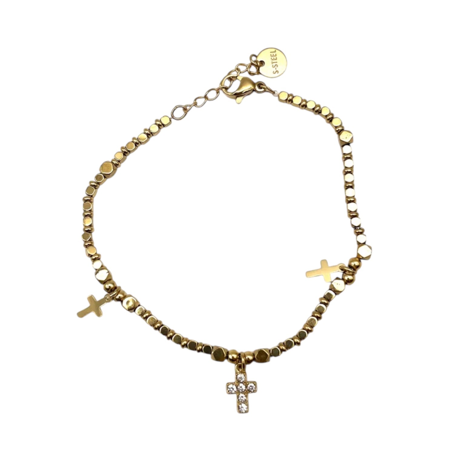Bracciale croci dorato con mini charm
