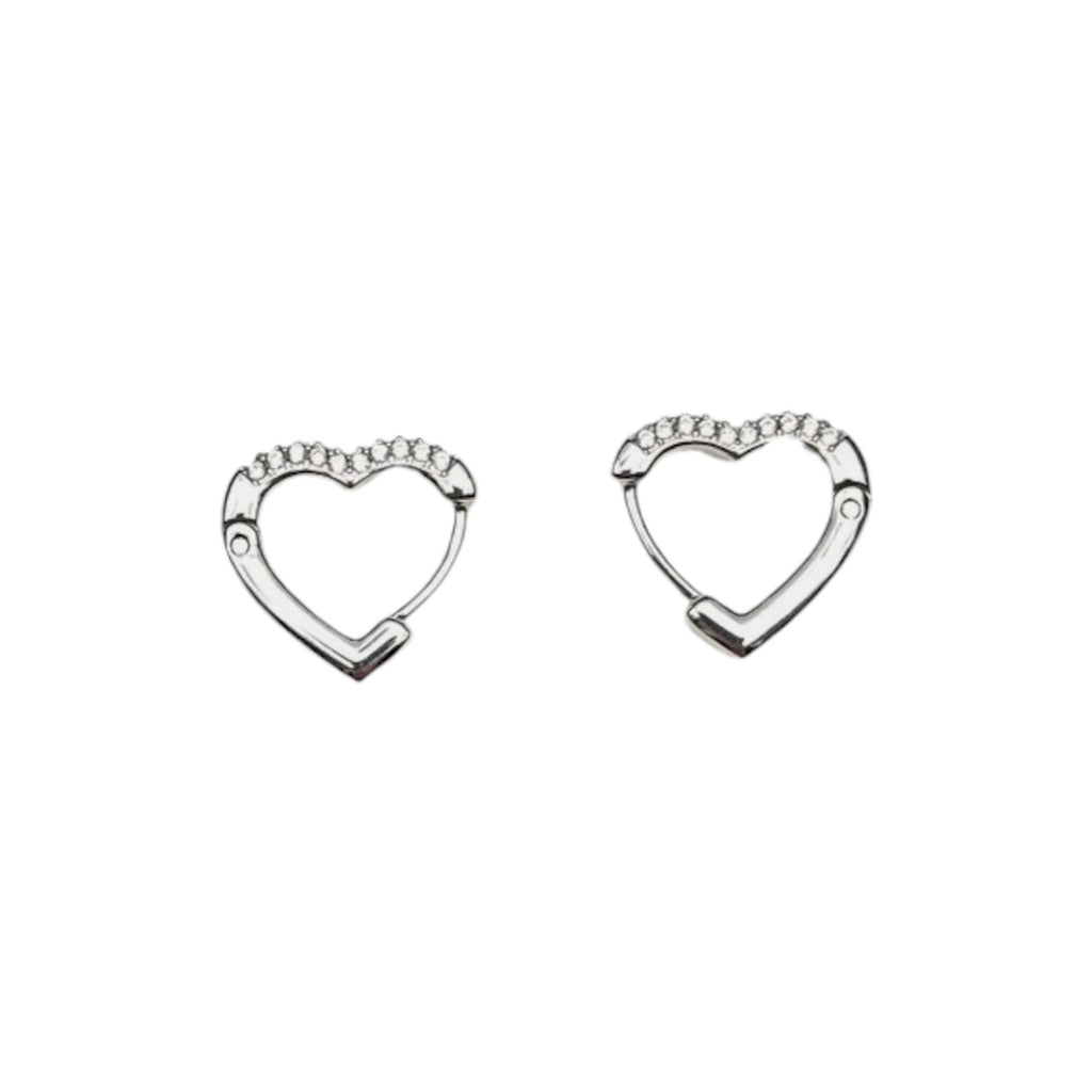 Orecchini Cuore in Acciaio – Modello a Cerchio Aperto