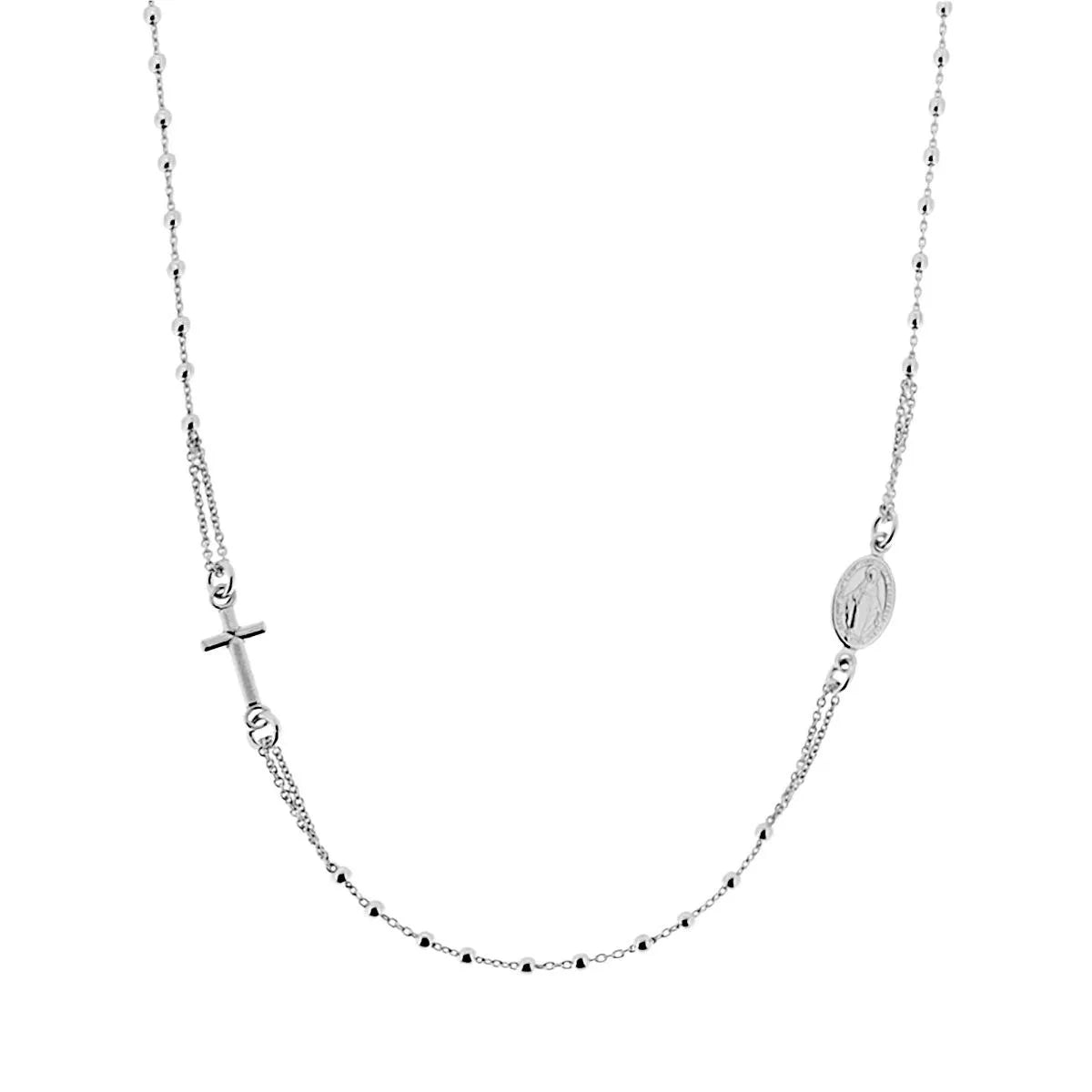 Collana Rosario Argento 925 Galvanica Rodio