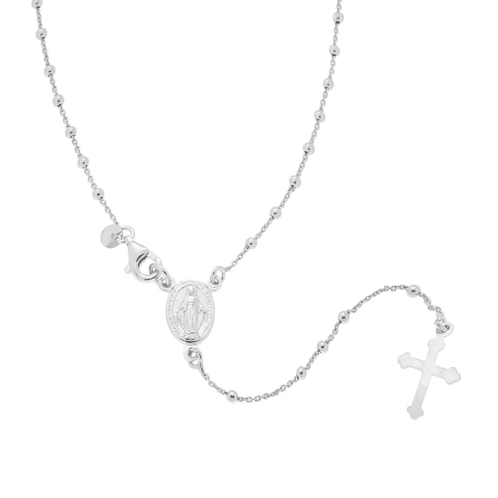 Collana Rosario Lungo Argento 925 Galvanica Rodio