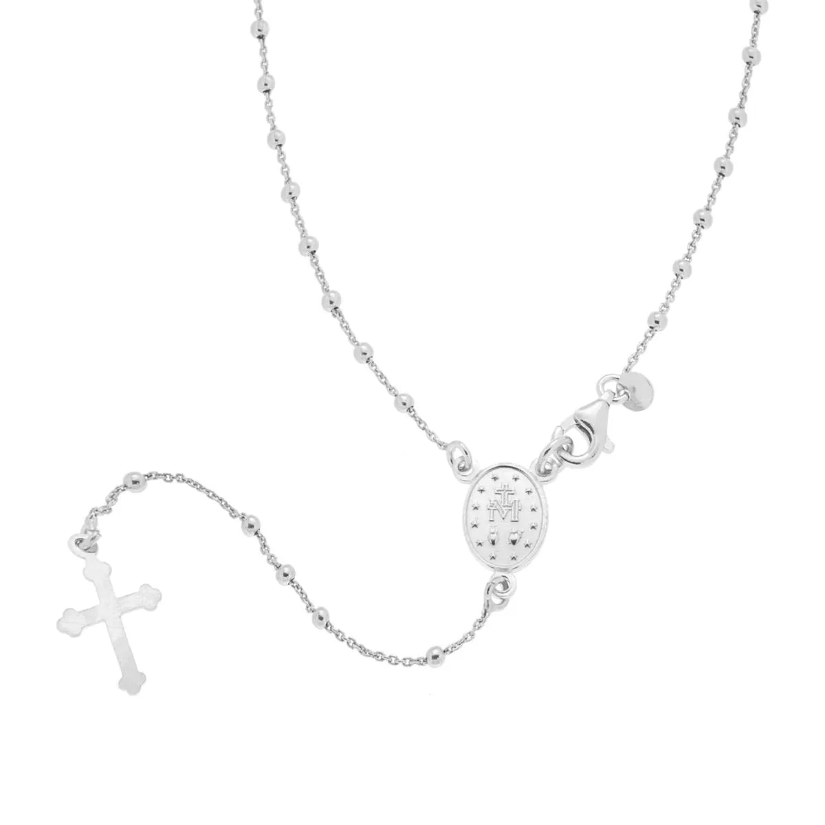 Collana Rosario Lungo Argento 925 Galvanica Rodio